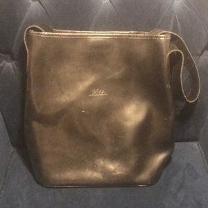 Longchamp Black Leather Bucket Bag